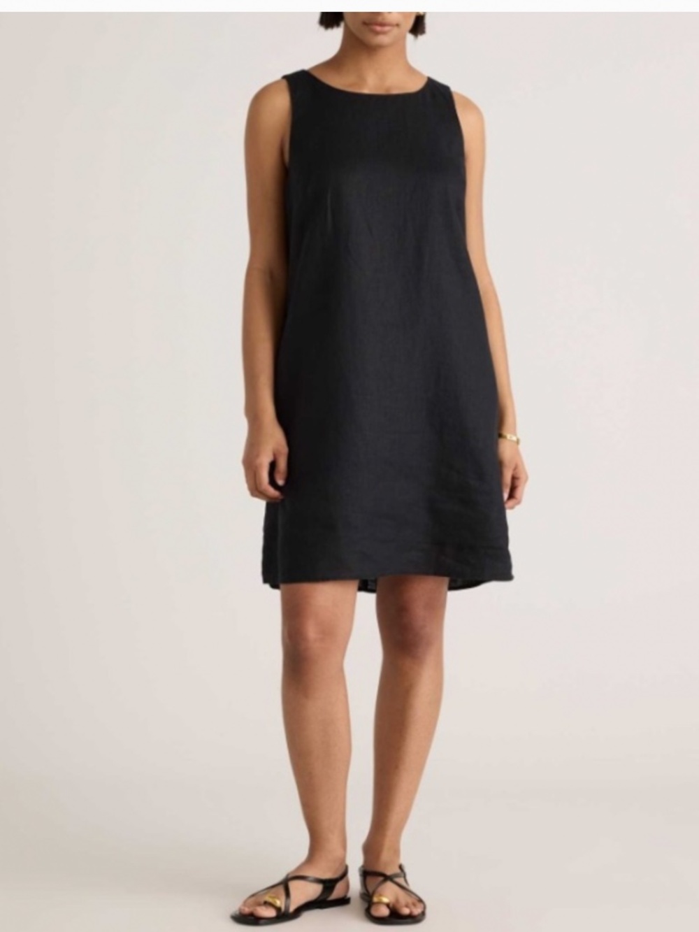 Quince Black 100% European Linen Tank Dress Sz Large